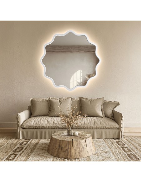 Rundspiegel mit gewelltem MDF-Rahmen und Beleuchtung – AQUARELLE NAYA LED
