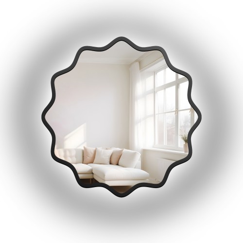 Rundspiegel mit gewelltem MDF-Rahmen und Beleuchtung –... 2