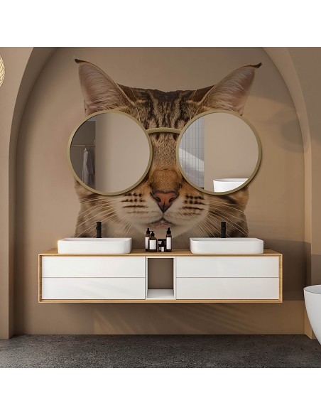 Satz von runden Spiegeln Katze in Gläsern MDF -  BRILLE