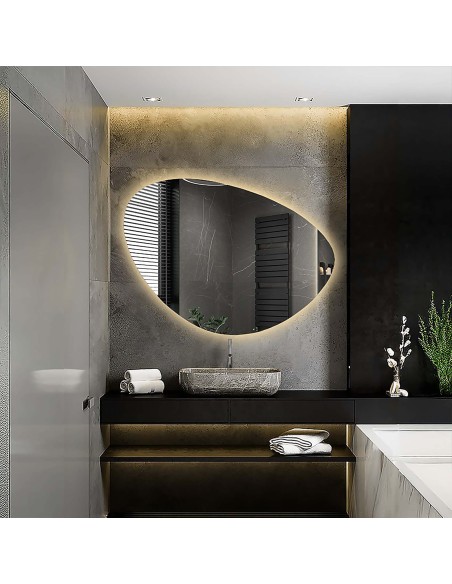 Badezimmerspiegel in unregelmäßiger Form mit Beleuchtung - OBSYDIAN LED