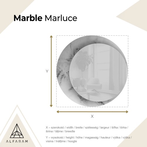 Runder Spiegel auf weiß-goldenem Marmor – MARBLE MARLUCE 2