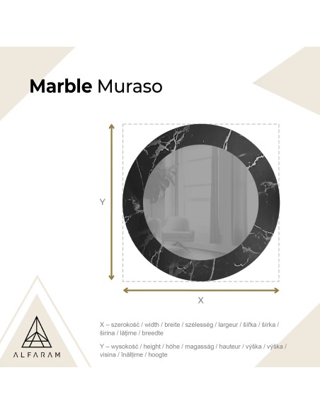 Runder Spiegel auf schwarz-silbernem Marmor – MARBLE MURASO