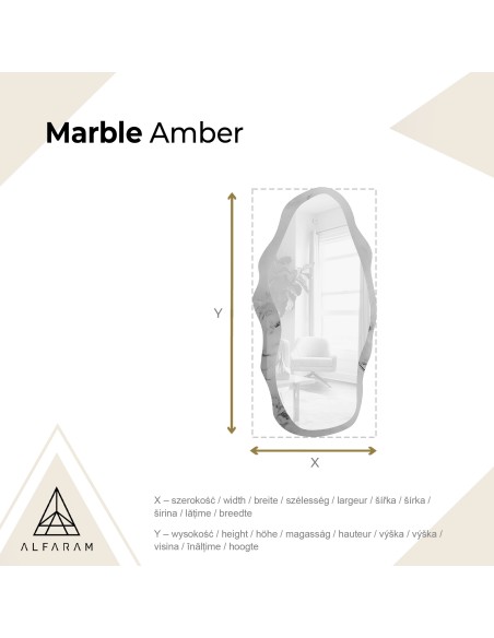 Unregelmäßiger Spiegel auf weiß-goldenem Marmor – MARBLE AMBER