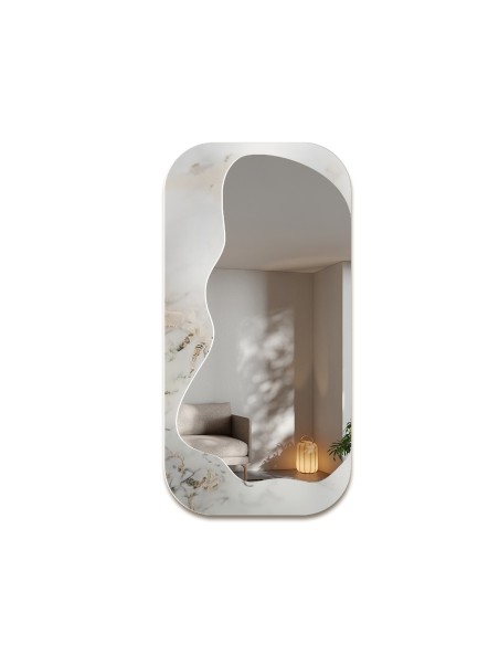 Unregelmäßiger Spiegel auf weiß-goldenem Marmor – MARBLE ZARI
