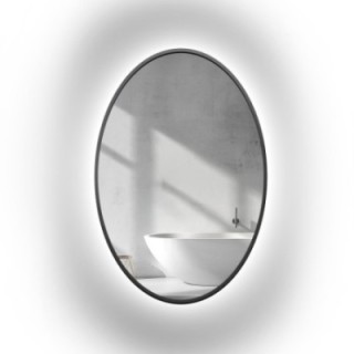 Eliptischer Spiegel im schwarzen MDF-Rahmen SLIM mit Beleuchtung - ELIZA LED