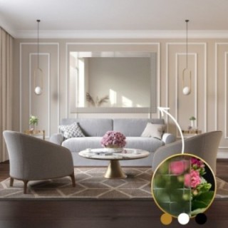 Dekorativer rechteckiger Spiegel aus ornamentiertem Glas Master Flex - LUXORA ETERION