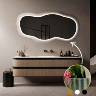 Spiegel auf ornamentiertem Glas Estriado mit Beleuchtung - LUXORA GLASORI LED