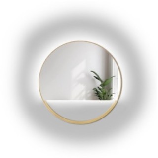Runder Spiegel in goldenem MDF-Rahmen SLIM mit Freiraum - OLENA LED