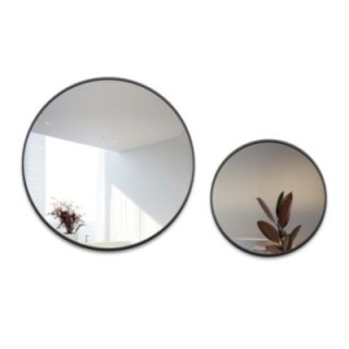 Runder Spiegel in schwarzem MDF SLIM Rahmen - OTYLIA SET - Rahmenfarbe nach Wahl