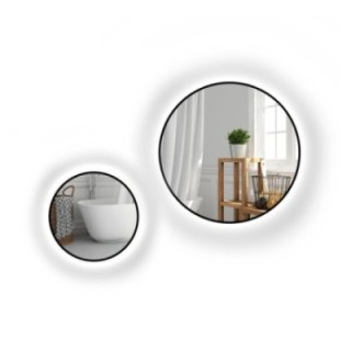 Set von Rundspiegeln, Rahmen in Schwarz MDF SLIM mit Hintergrundbeleuchtung - SET OTYLIA LED