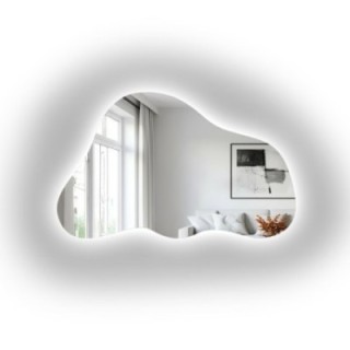 Asymmetrischer Spiegel mit Beleuchtung – PEBBLE LED