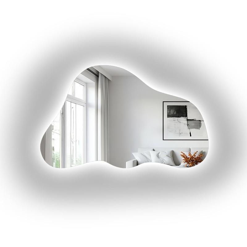 Asymmetrischer Spiegel mit Beleuchtung – PEBBLE LED
