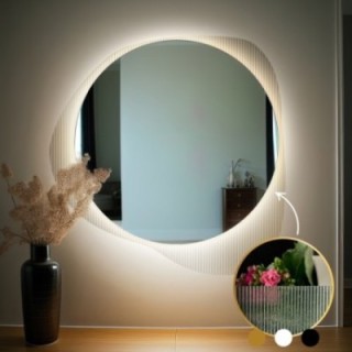 Spiegel auf ornamentiertem Glas Estriado mit Beleuchtung - LUXORA ELEGRA LED