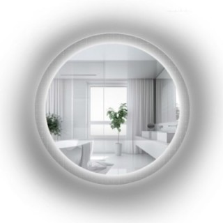Runder Spiegel auf ornamentiertem Glas Master Flex mit Beleuchtung - LUXORA FROSTED LED