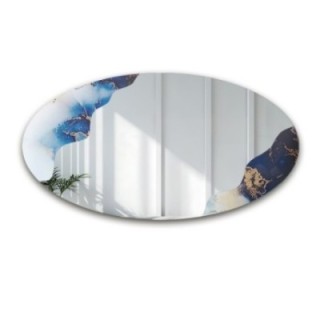 Unregelmäßiger Spiegel auf elliptischem blauem Marmor – MARBLE ELFRA