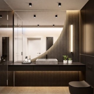 Badezimmerspiegel Viertelkreis mit Hintergrundbeleuchtung LED