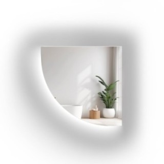 Badezimmerspiegel Viertelkreis mit Hintergrundbeleuchtung LED