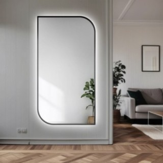 Spiegel mit Hintergrundbeleuchtung, Rahmen in Schwarz MDF SLIM - TRÄNE LED - Rahmenfarbe nach Wahl