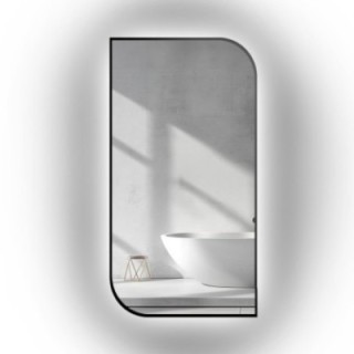 Spiegel mit Hintergrundbeleuchtung, Rahmen in Schwarz MDF SLIM - TRÄNE LED - Rahmenfarbe nach Wahl