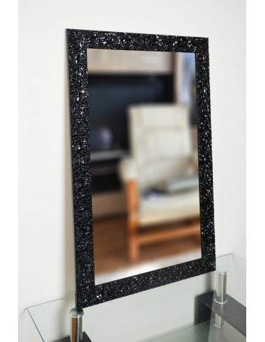 Spiegel in Glamouroptik mit prächtigem Rahmen hochglänzend schwarz - 8002001
