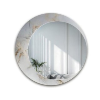 Runder Spiegel auf weiß-goldenem Marmor – MARBLE MARLUCE