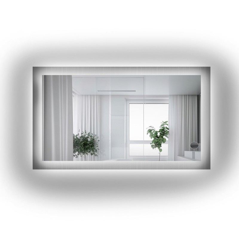 Rechteckiger Spiegel auf ornamentiertem Glas Visiosun Classic mit Beleuchtung - LUXORA CLARITY LED