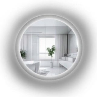 Runder Spiegel auf ornamentiertem Glas Master Flex mit Beleuchtung - LUXORA FROSTED LED