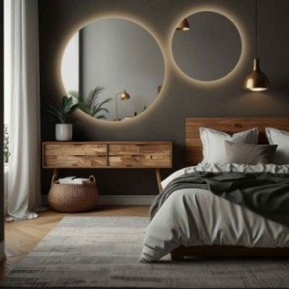Runder Spiegel SET mit LED Beleuchtung - KREISE LED SET