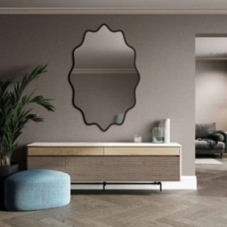 Elliptischer Spiegel im wellenförmigen MDF-Rahmen – AQUARELLE ELVA