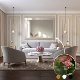 Dekorativer rechteckiger Spiegel aus ornamentiertem Glas Master Flex - LUXORA ETERION