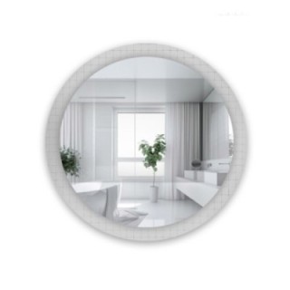 Dekorativer runder Spiegel aus ornamentiertem Glas Master Flex - LUXORA FROSTED