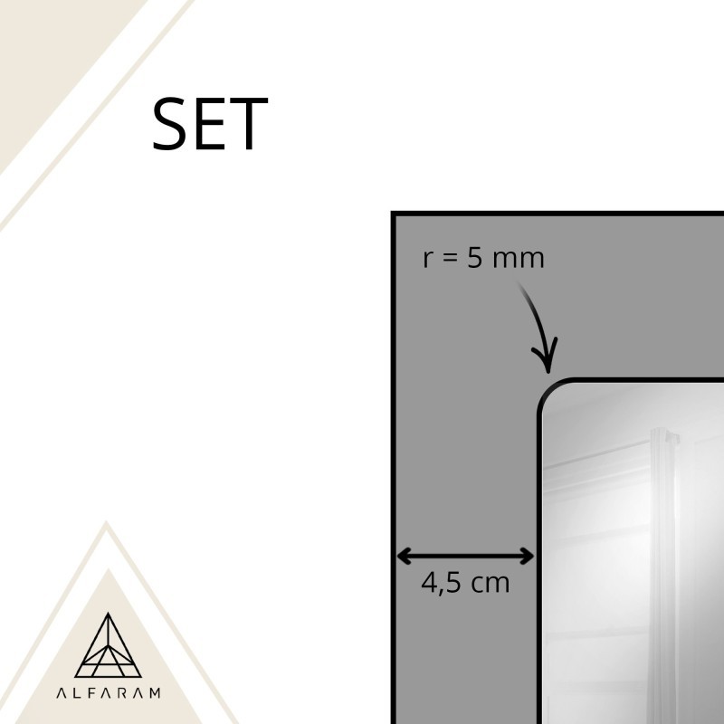 Loft-Spiegel mit Sprossen in einem schwarzen MDF-Rahmen – SET