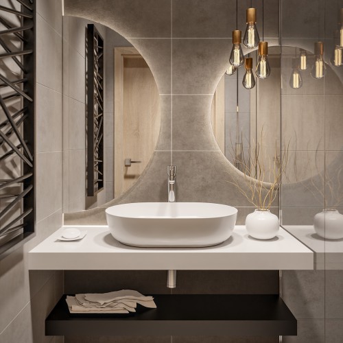 Spiegelset von zwei halbkreisförmigen Teilen mit...