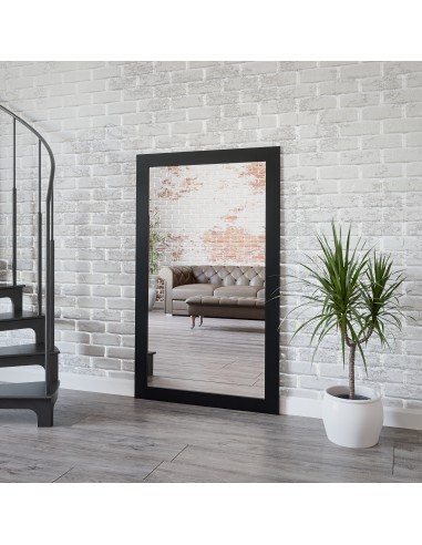 Großer Wandspiegel mit breitem Rahmen schwarz matt - 8003002