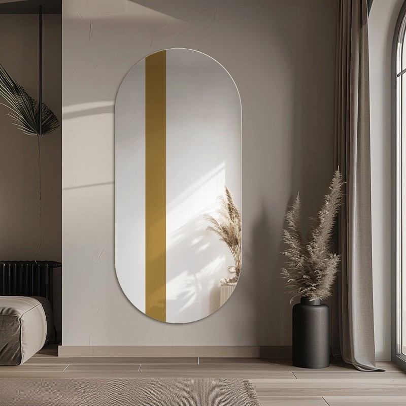 Ovalspiegel mit Dekostreifen in glänzendem Gold - EMMA