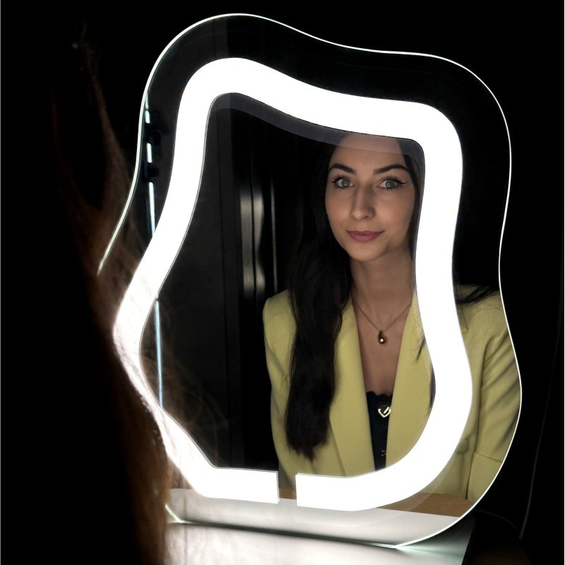 Kosmetikspiegel mit sandgestrahlter Beleuchtung - FLOW LED PETITE