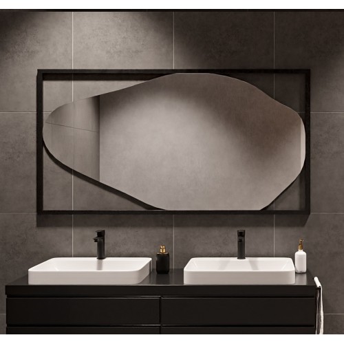 Spiegel in organischer Form, MDF-Rahmen schwarz - HUBERTUS 2