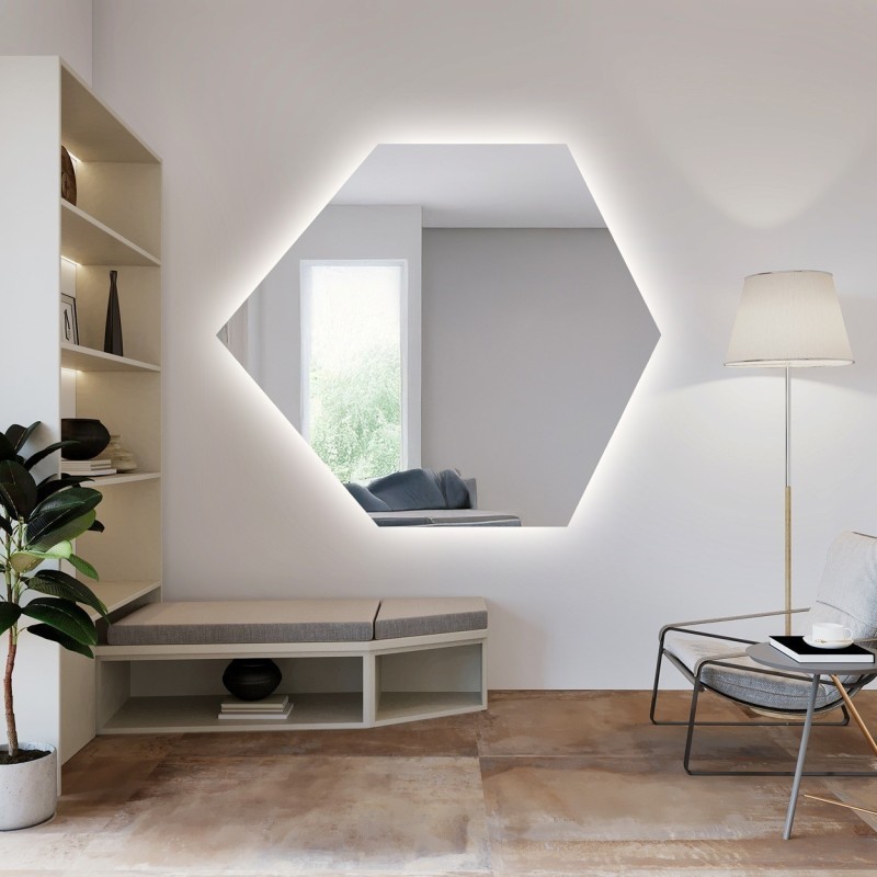 Spiegel in geometrischer Form mit Beleuchtung – GEOME LED