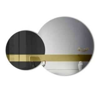 Set von Dekospiegeln, Spiegeltafel in Gold und Schwarz (Lacobel) - GOLD MOON