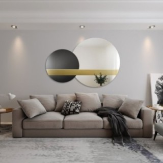 Set von Dekospiegeln, Spiegeltafel in Gold und Schwarz (Lacobel) - GOLD MOON