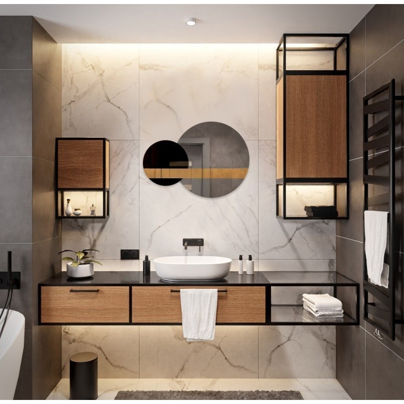 Set von Dekospiegeln, Spiegeltafel in Gold und Schwarz (Lacobel) - GOLD MOON