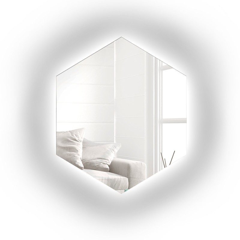 Spiegel in geometrischer Form mit Beleuchtung – HEXA LED