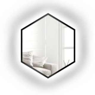 Spiegel in geometrischer Form im Rahmen mit Beleuchtung – HEXA IM RAHMEN LED