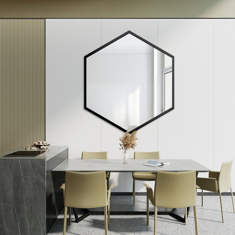 Spiegel in geometrischer Form im Rahmen – HEXA IM RAHMEN