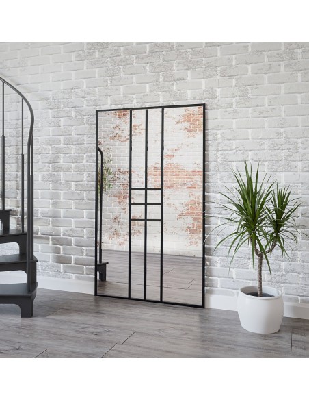 Spiegel in Loftoptik mit Sprossenleisten - ZEUS - Rahmenfarbe nach Wahl