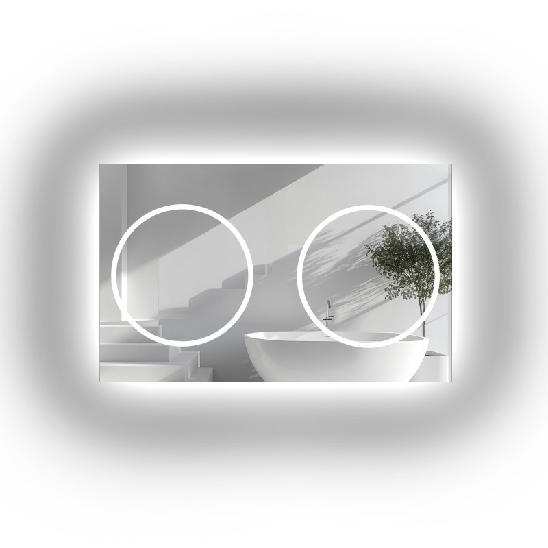 Rechteckiger Badezimmerspiegel mit Hintergrundbeleuchtung - HUGO DOUBLE LED