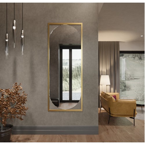 Moderner Ovalspiegel mit Holzrahmen - RENA 2