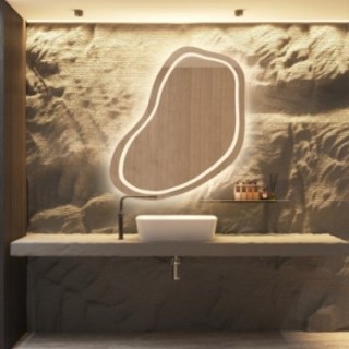 Unregelmäßig geformter Badezimmerspiegel - KWARC LED II
