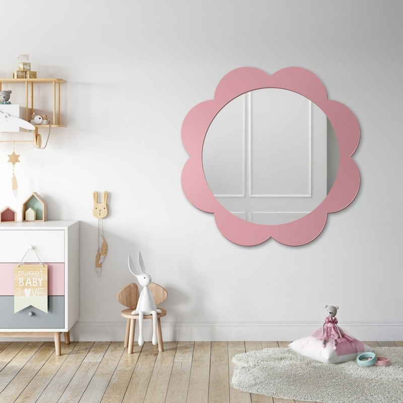 Dekorativer Wandspiegel für Kinder in einem MDF-Rahmen - BLUME