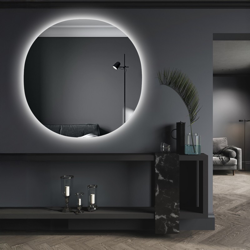 Badezimmerspiegel mit Hintergrundbeleuchtung, unregelmäßig abgerundet  - LAOS LED